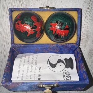 Vintage CHINESE BAODING BALLS w/ Case‎ - Chime Therapy Meditation